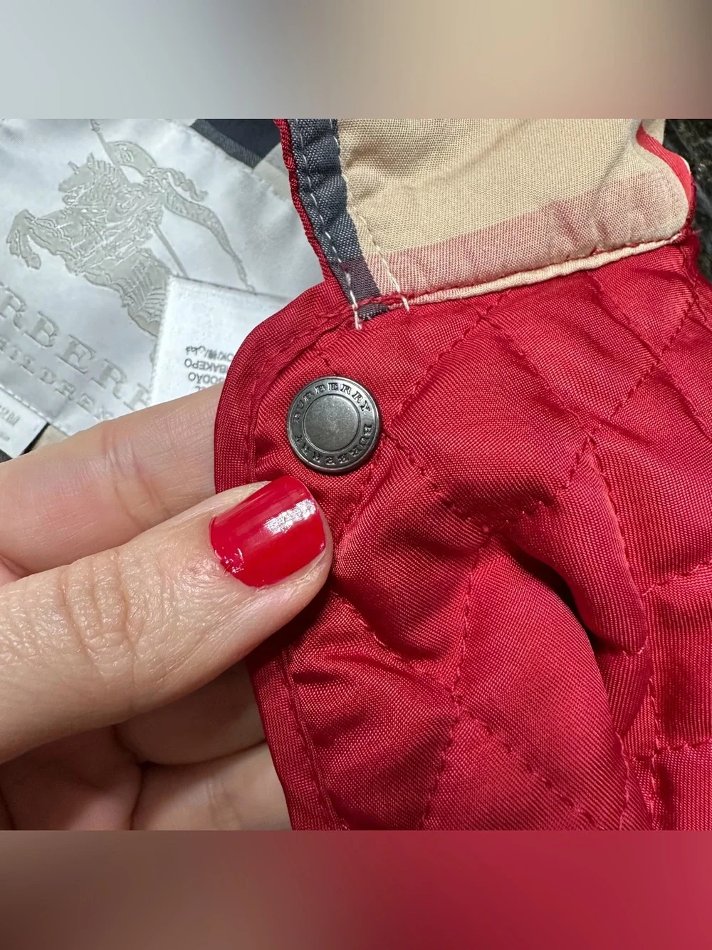 Authentic BURBERRY Quilted Jacket Boy Girl Cherry Children Nova Kids 9-12 Months